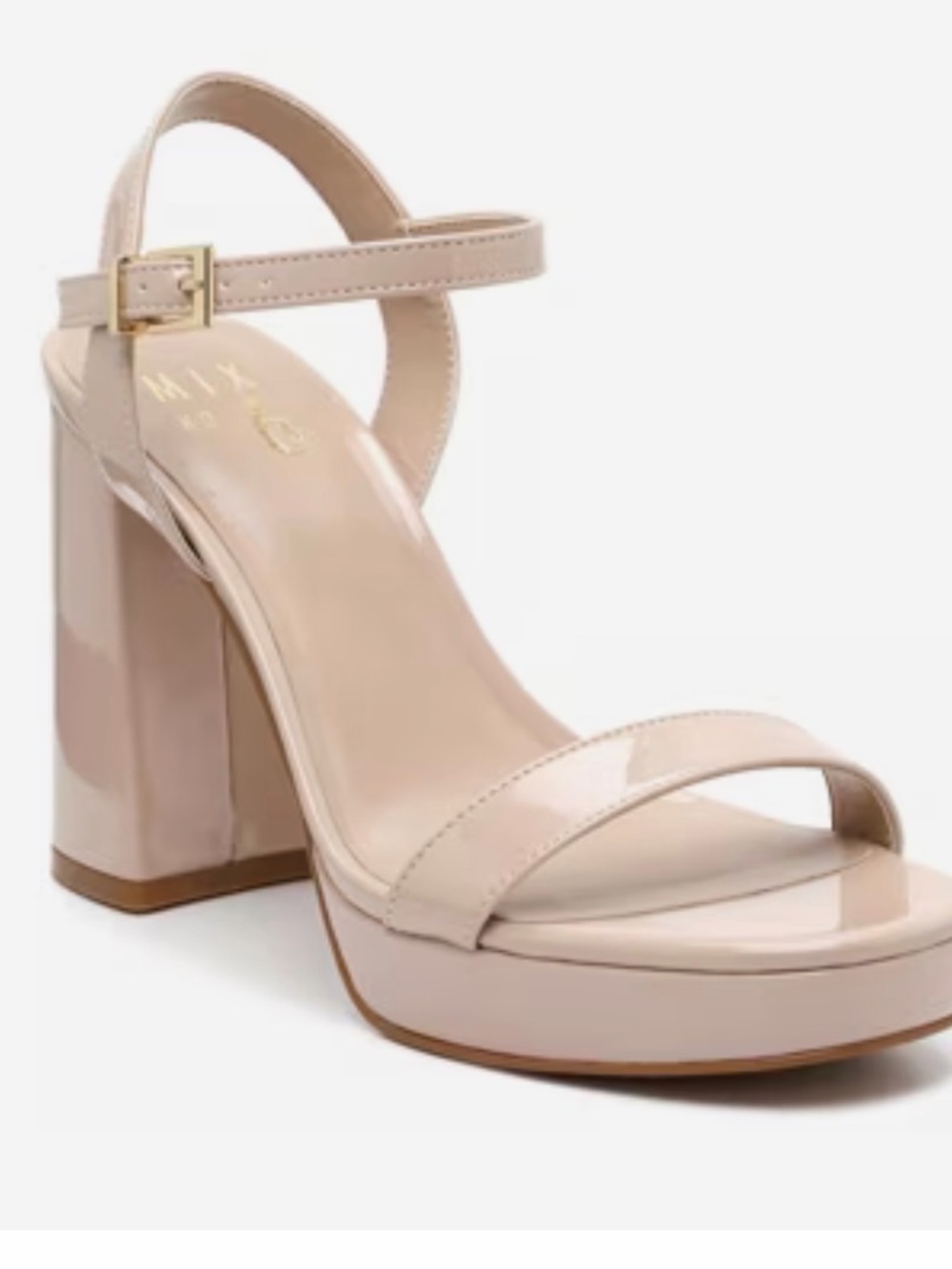 Mix No. 6 Blush Patent Block Heel Sandal with Ankle Strap